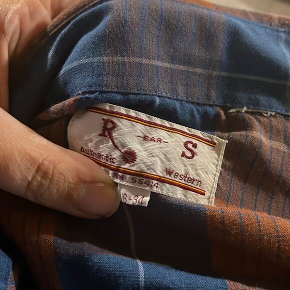 VNTG R BAR S plaid button up Pearl snap shirt  16-34 - Picture 2 of 5